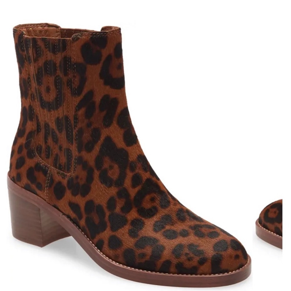 44. Madewell High Chelsea Boots in Dark Leopard Calf Hair